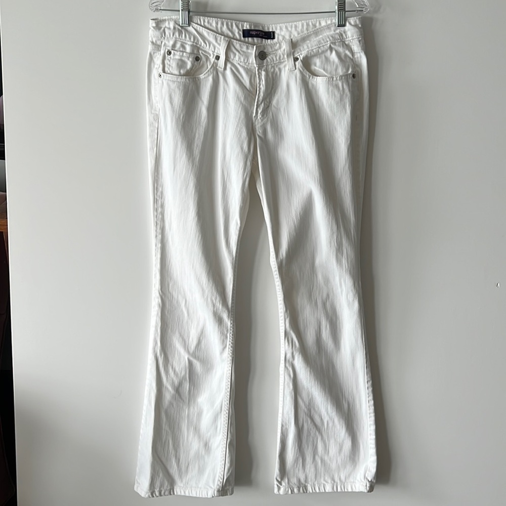 Womens Levi super low 58 teen white stretch bootleg jeans